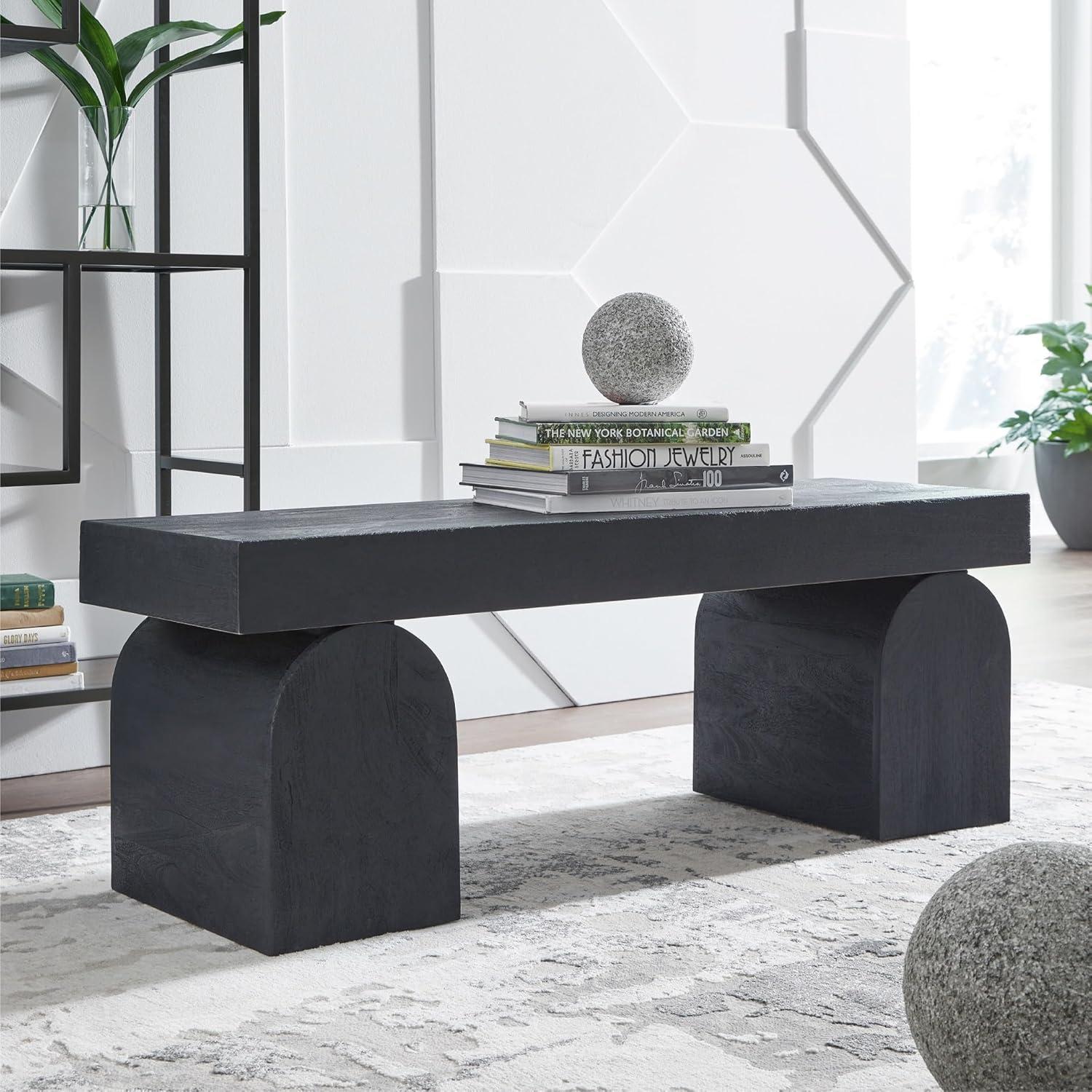 imageSignature Design by Ashley Holgrove Contemporary Accent Bench with Oversized Legs and for LivingRoom HomeOffice or Entryway Use Black