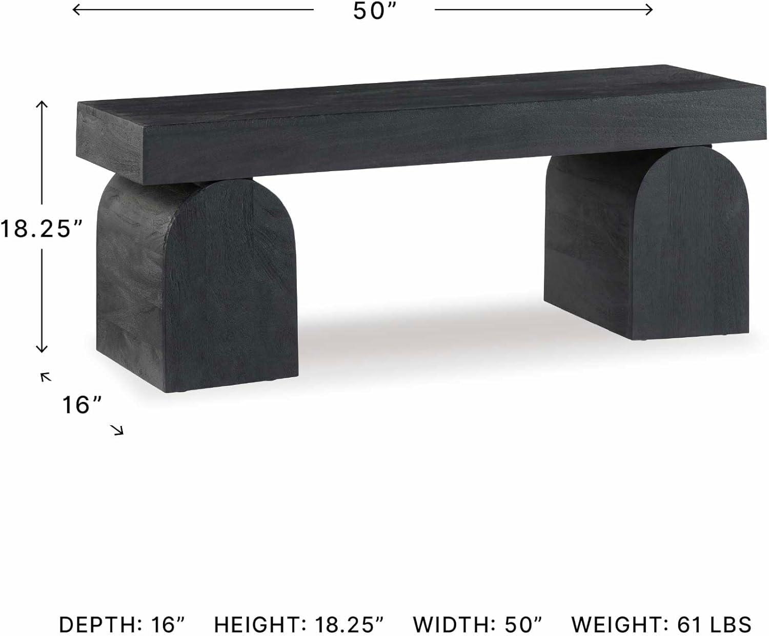 imageSignature Design by Ashley Holgrove Contemporary Accent Bench with Oversized Legs and for LivingRoom HomeOffice or Entryway Use Black