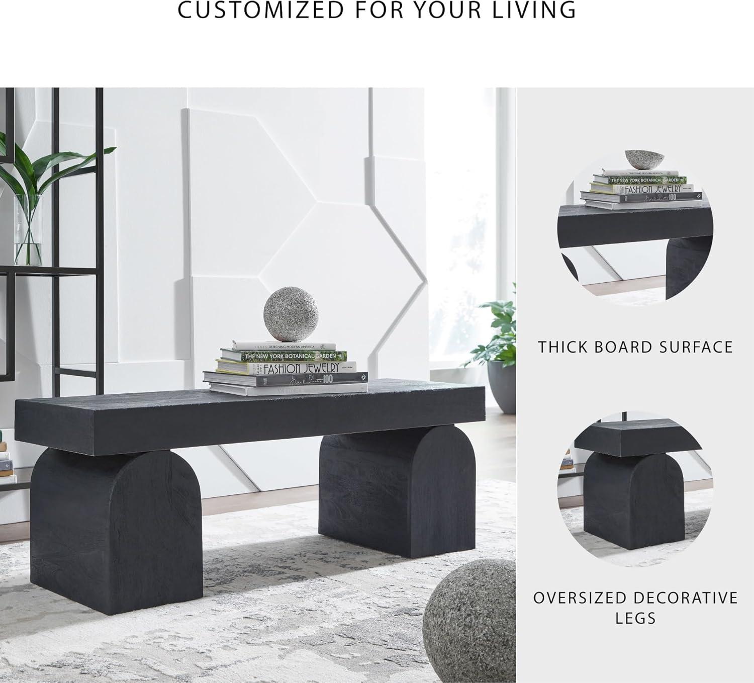 imageSignature Design by Ashley Holgrove Contemporary Accent Bench with Oversized Legs and for LivingRoom HomeOffice or Entryway Use Black