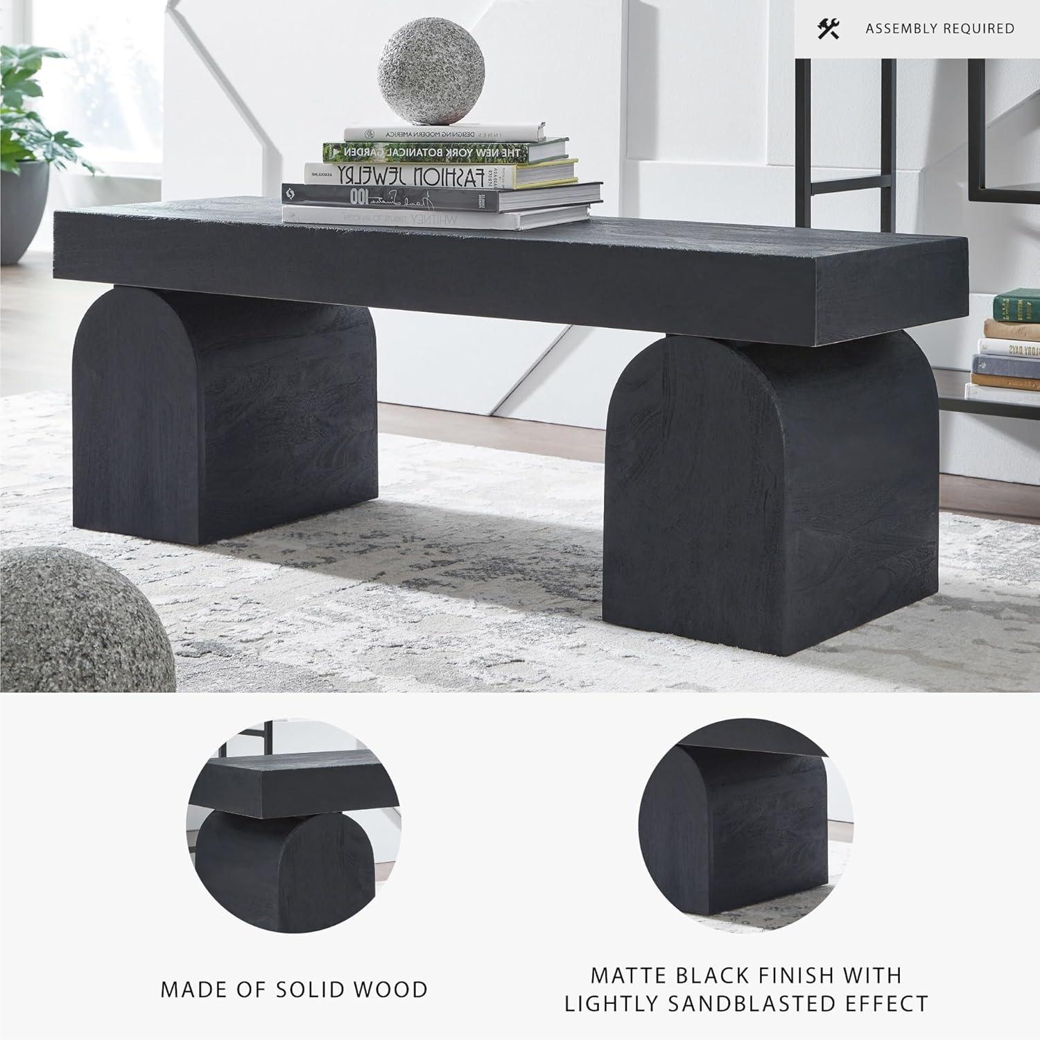 imageSignature Design by Ashley Holgrove Contemporary Accent Bench with Oversized Legs and for LivingRoom HomeOffice or Entryway Use Black