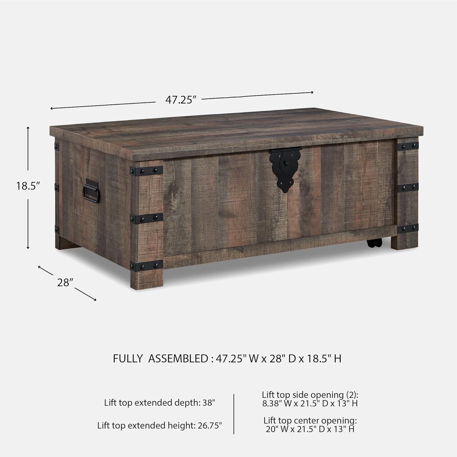 imageSignature Design by Ashley Hollum Casual LiftTop Rustic Coffee Table Dark Brown ampamp BlackDark Brown