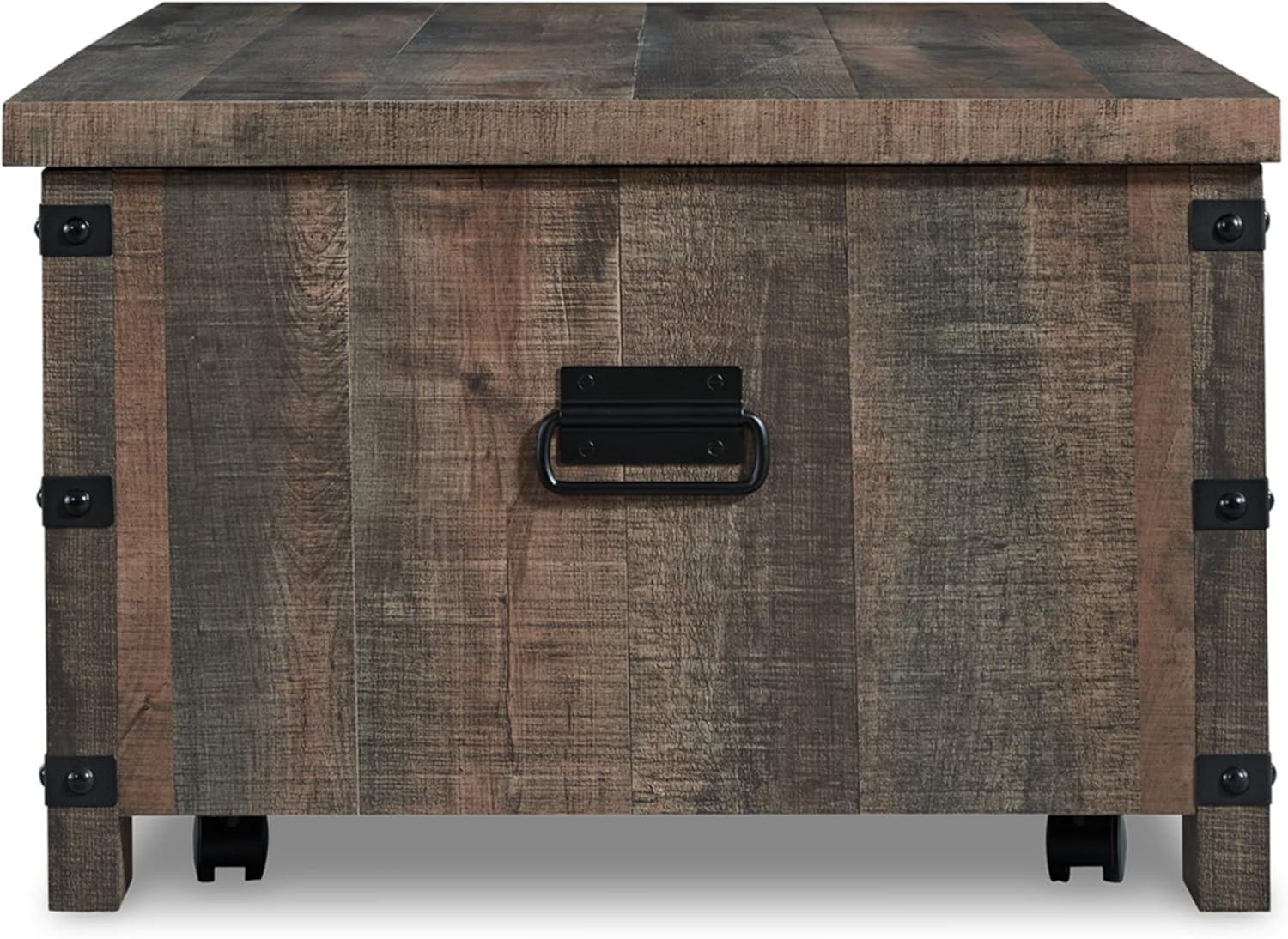 imageSignature Design by Ashley Hollum Casual LiftTop Rustic Coffee Table Dark Brown ampamp BlackDark Brown