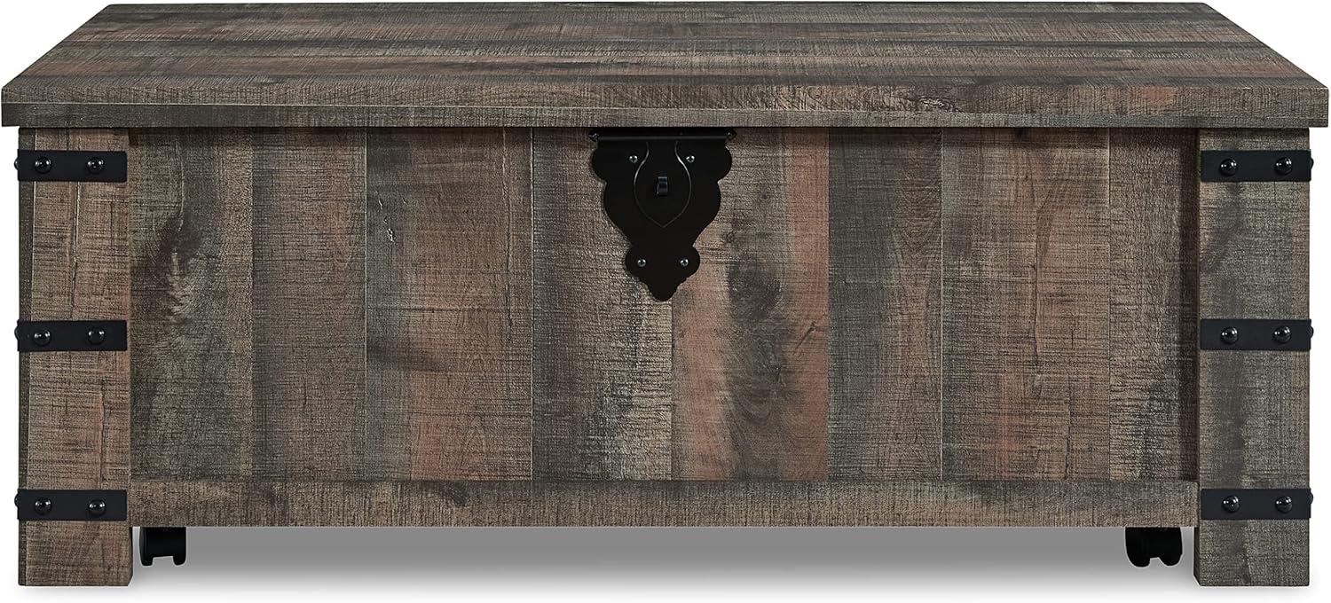 imageSignature Design by Ashley Hollum Casual LiftTop Rustic Coffee Table Dark Brown ampamp BlackDark Brown