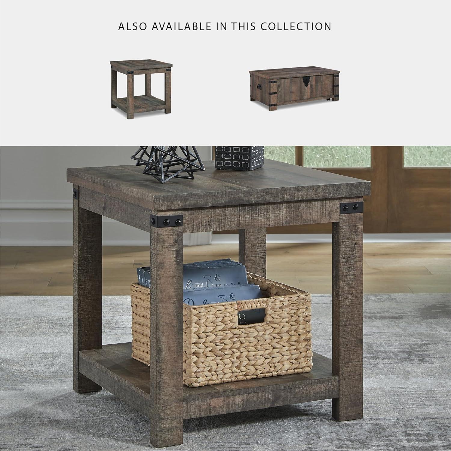 imageSignature Design by Ashley Hollum Rustic End Table with Shelf Dark BrownDark Brown