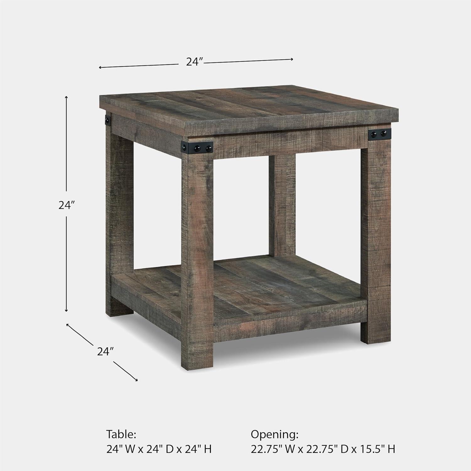 imageSignature Design by Ashley Hollum Rustic End Table with Shelf Dark BrownDark Brown