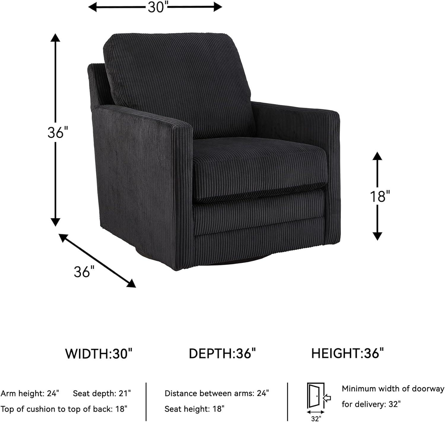 imageSignature Design by Ashley Icaman Modern Indoor Swivel Upholstered Chair with Reversible Cushions BlackBlack