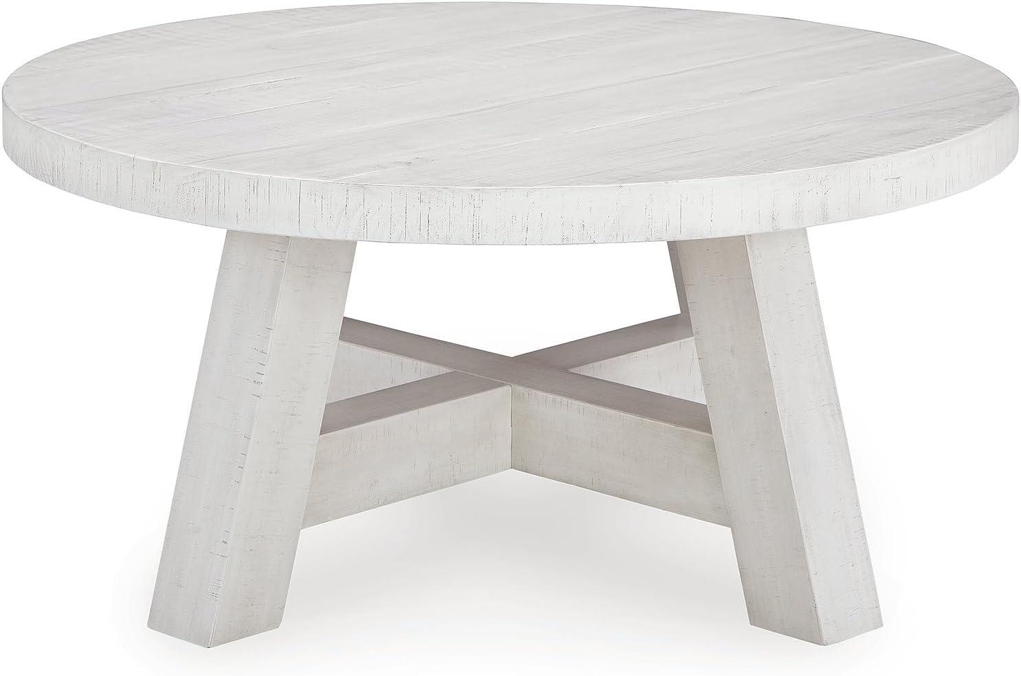 imageSignature Design by Ashley Jallison Farmhouse Distressed Coffee Table with Braced Posts White