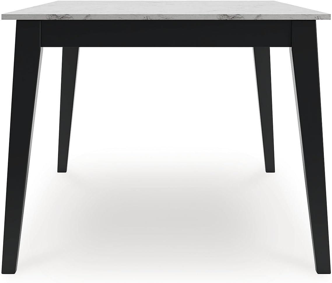 imageSignature Design by Ashley Jettaya Modern Faux Marble Tabletop Dining Table with 4 Legs White ampamp Black