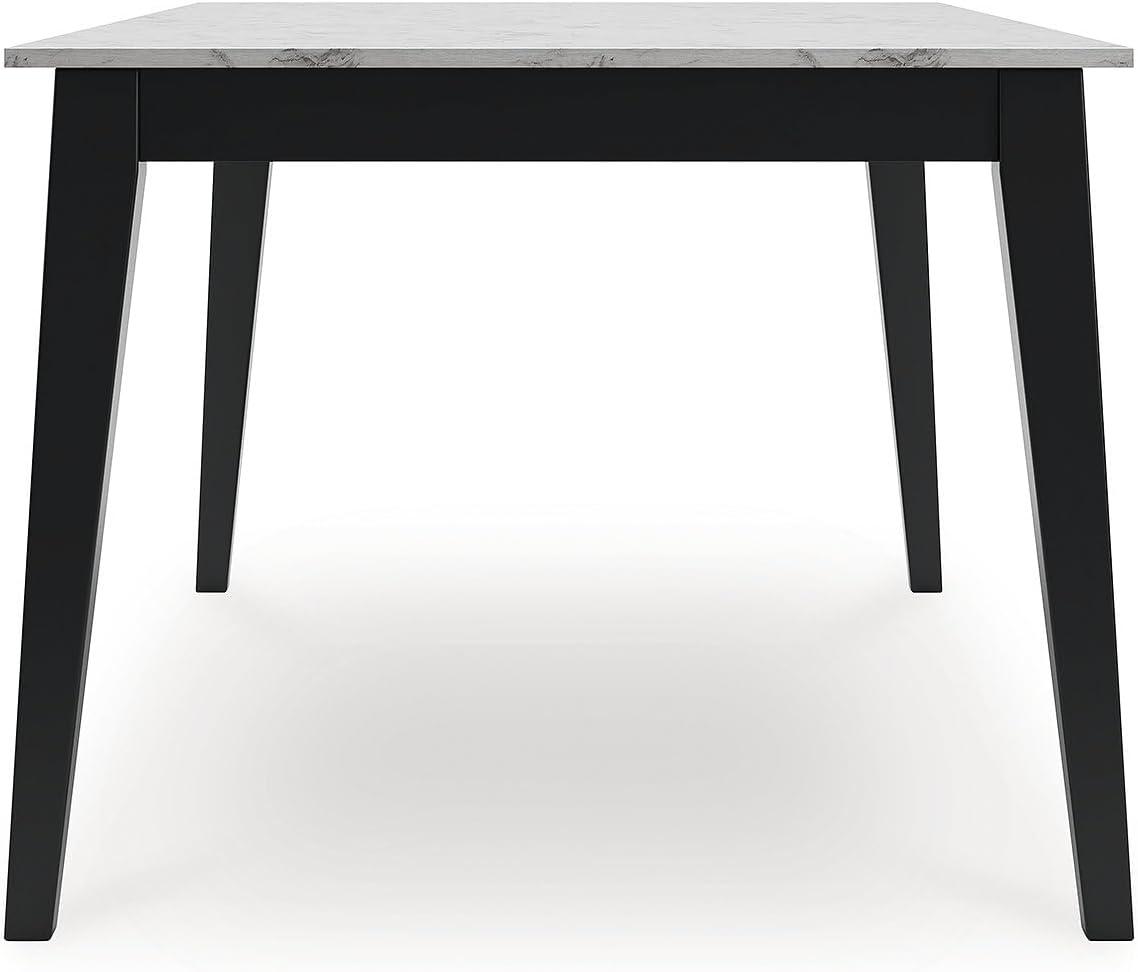 imageSignature Design by Ashley Jettaya Modern Faux Marble Tabletop Dining Table with 4 Legs White ampamp Black