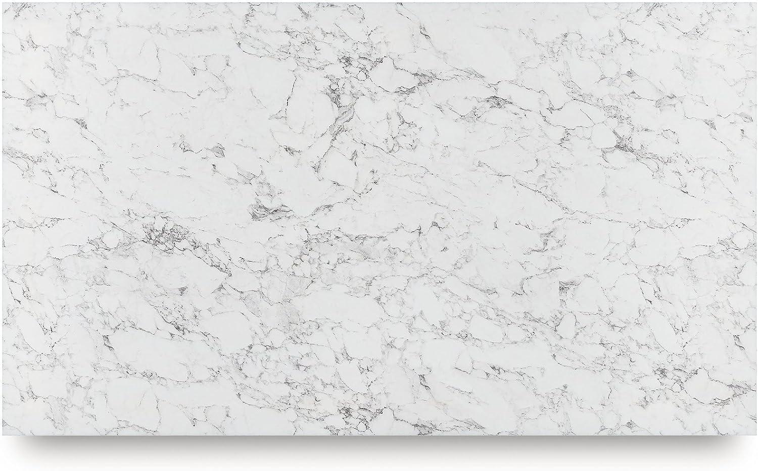 imageSignature Design by Ashley Jettaya Modern Faux Marble Tabletop Dining Table with 4 Legs White ampamp Black