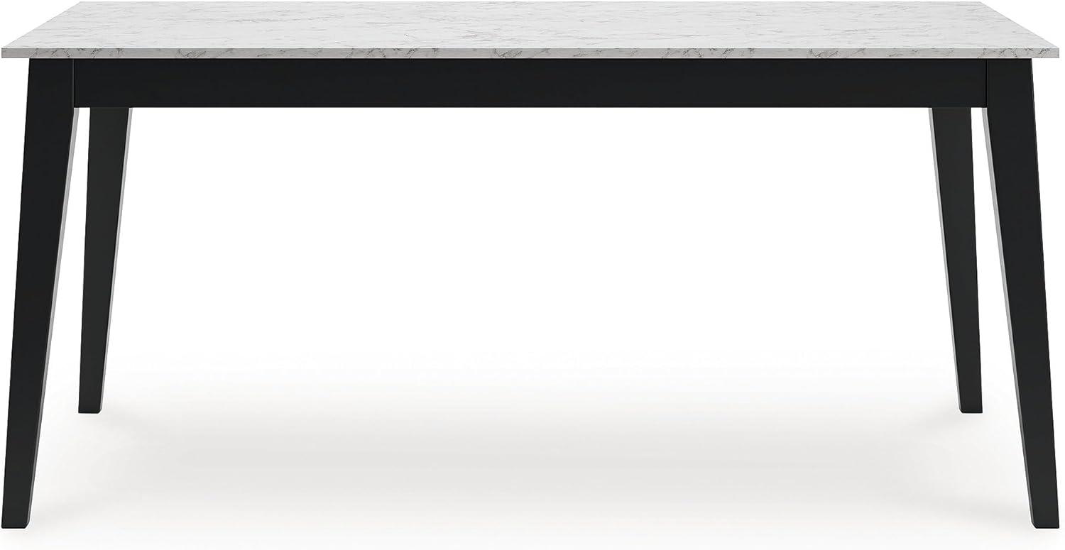 imageSignature Design by Ashley Jettaya Modern Faux Marble Tabletop Dining Table with 4 Legs White ampamp Black