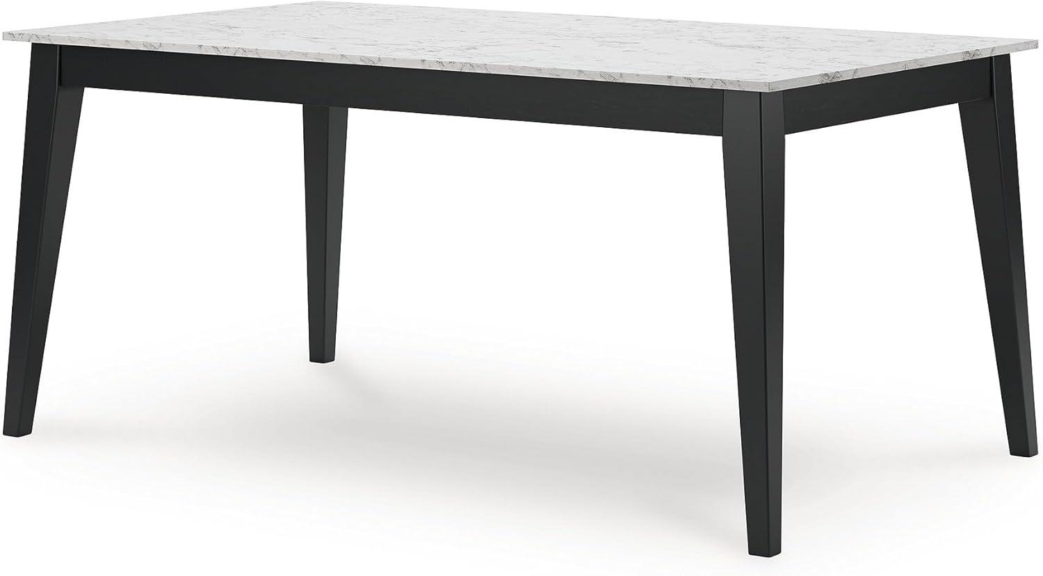 imageSignature Design by Ashley Jettaya Modern Faux Marble Tabletop Dining Table with 4 Legs White ampamp Black