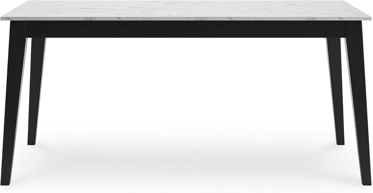 imageSignature Design by Ashley Jettaya Modern Faux Marble Tabletop Dining Table with 4 Legs White ampamp Black