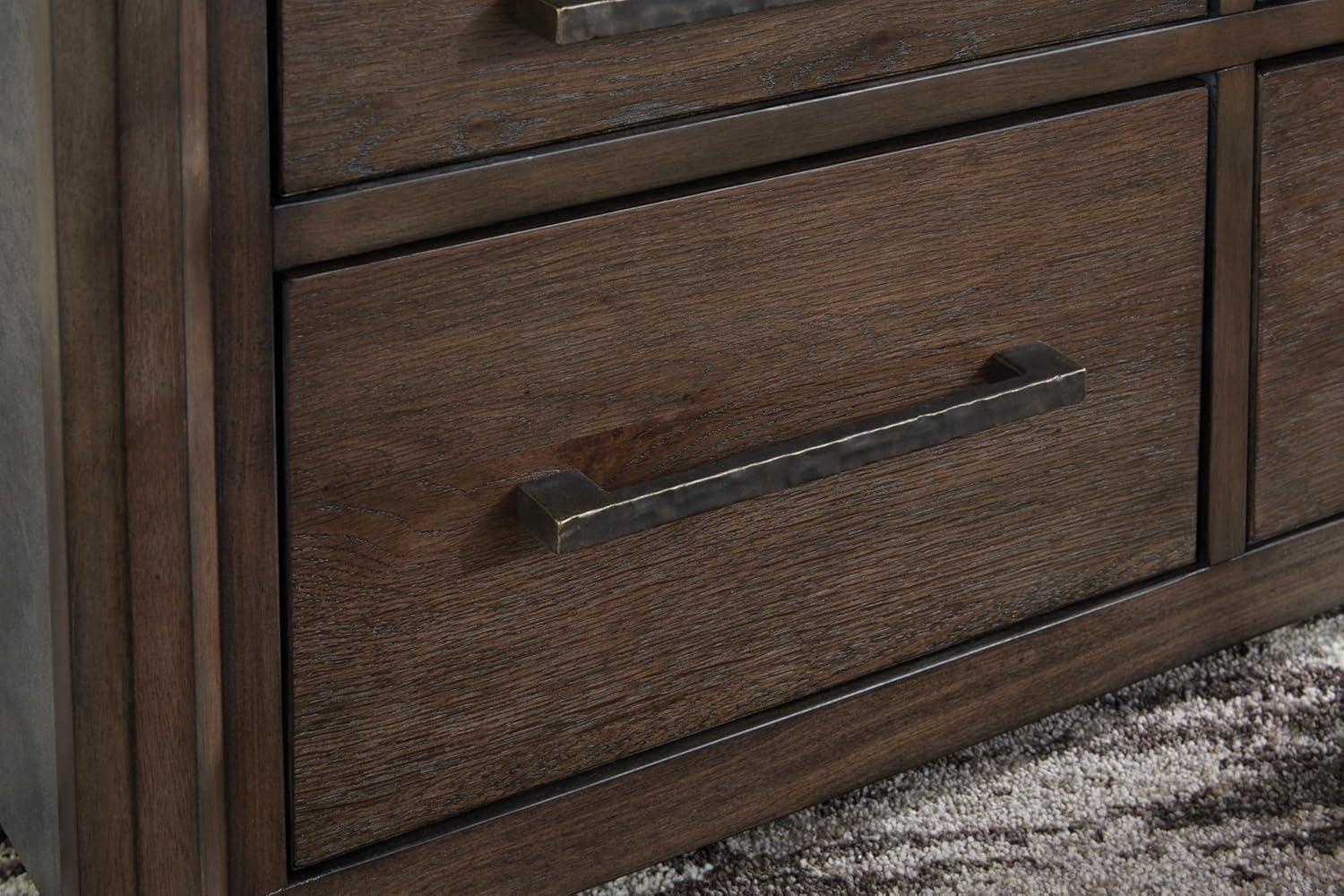 imageSignature Design by Ashley Kallenny Contemporary 8Drawer Coffee Table with Faux Cement Top and Casters Dark Brown ampamp Gray