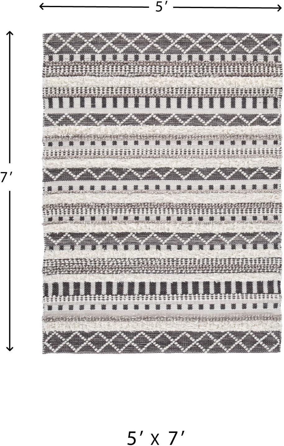 imageSignature Design by Ashley Karalee Tribal Geometric 8 x 10 ft Medium Pile Rug Ivory ampamp Brown5 x 7 Rectangular