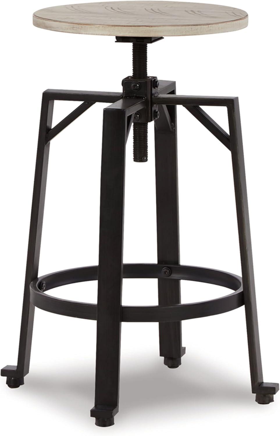 imageSignature Design by Ashley Karisslyn Urban Industrial Counter Height Barstool 2 Count Whitewash ampamp BlackBeige