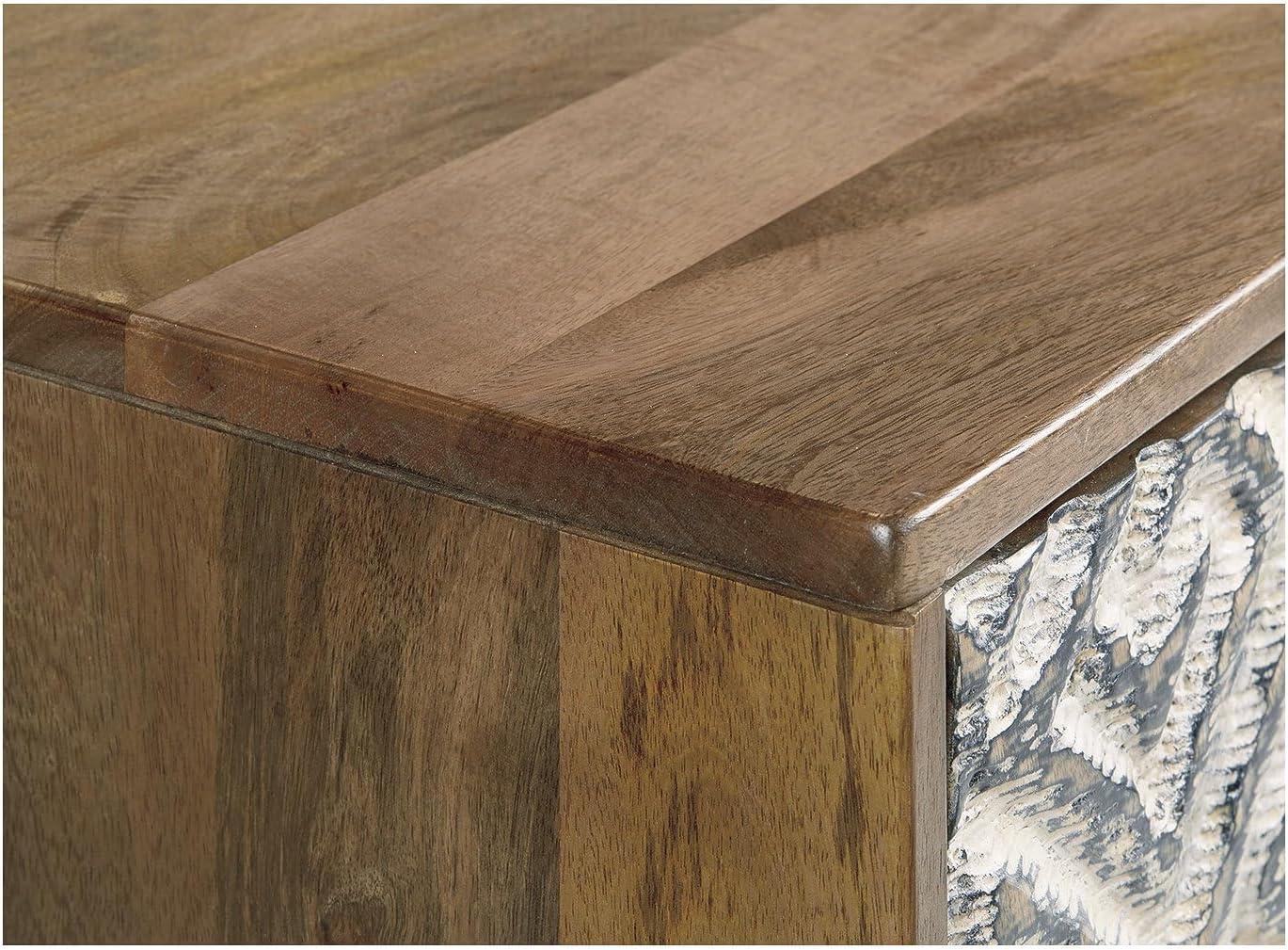 imageSignature Design by Ashley Kerrings Modern Glam Accent Cabinet Brown Black and WhiteRustic