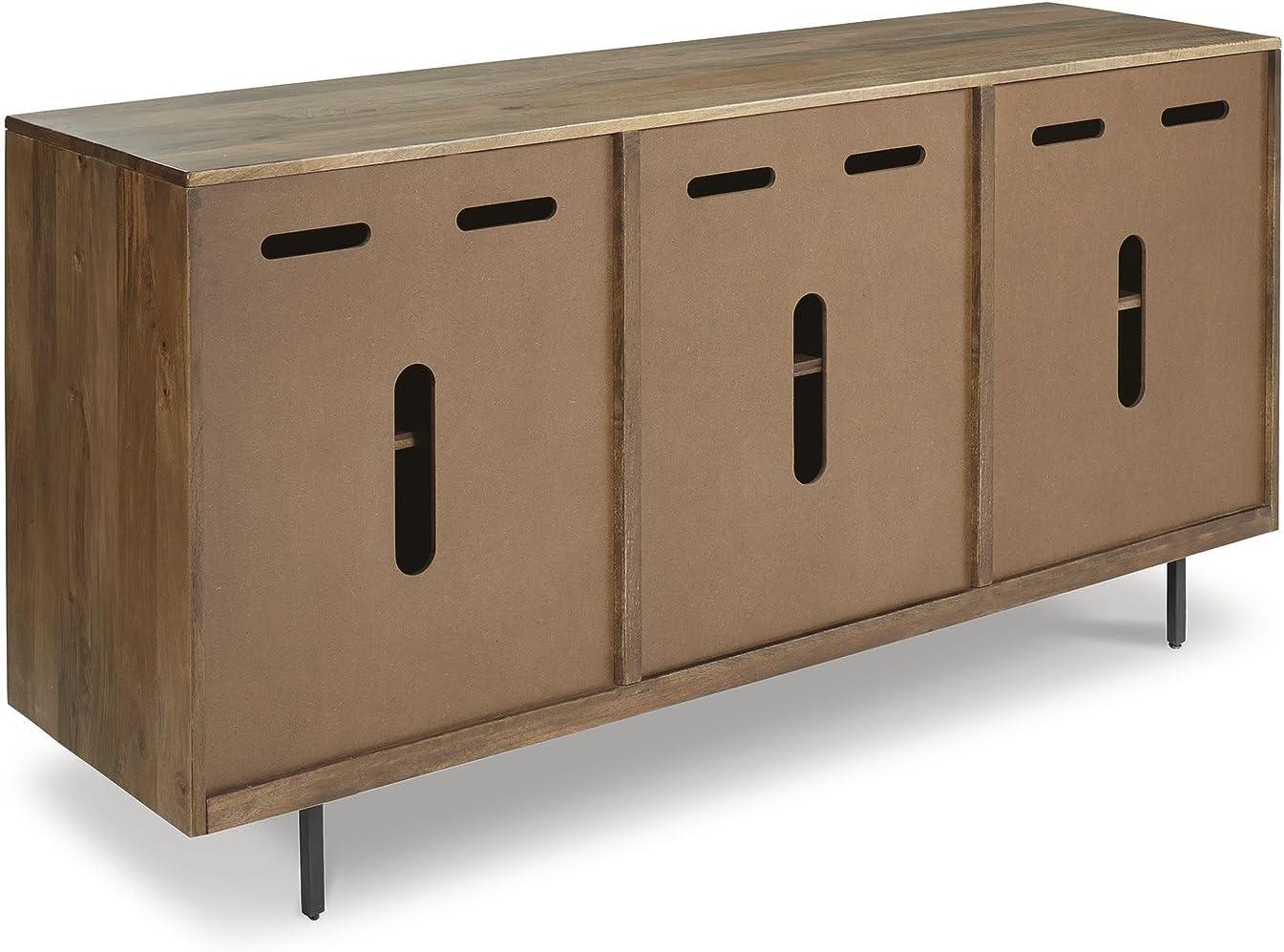 imageSignature Design by Ashley Kerrings Modern Glam Accent Cabinet Brown Black and WhiteRustic