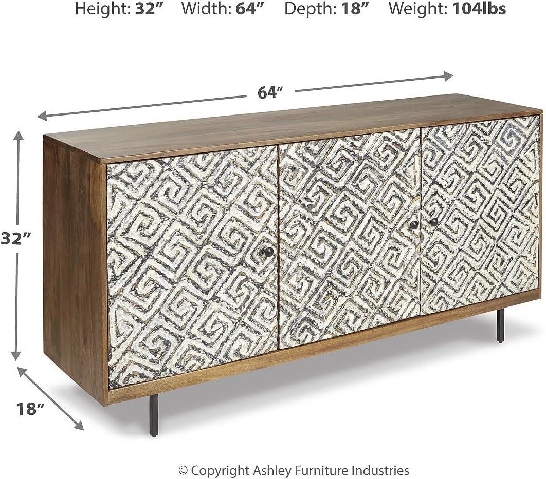 imageSignature Design by Ashley Kerrings Modern Glam Accent Cabinet Brown Black and WhiteRustic