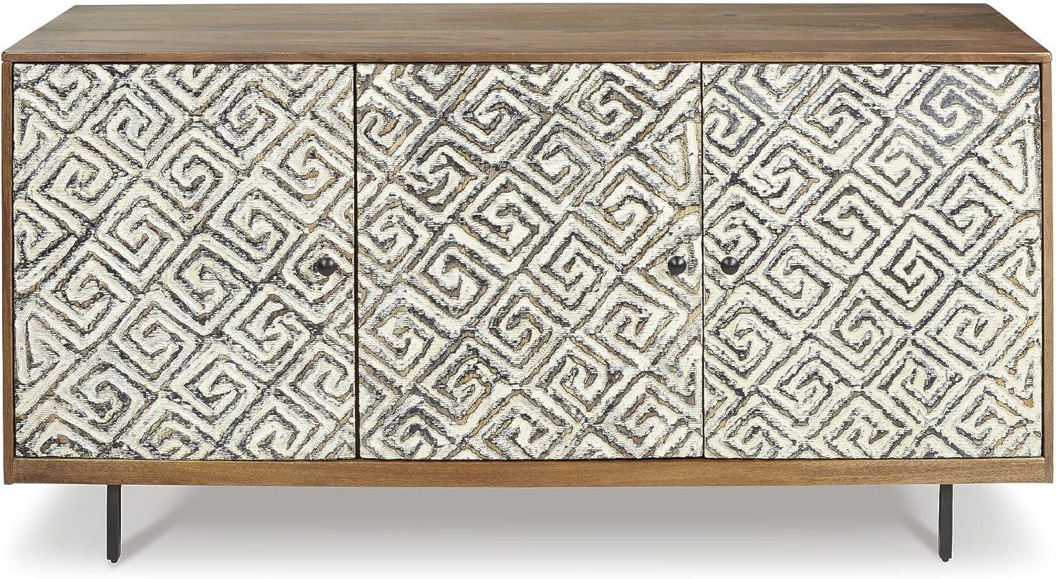 imageSignature Design by Ashley Kerrings Modern Glam Accent Cabinet Brown Black and WhiteRustic