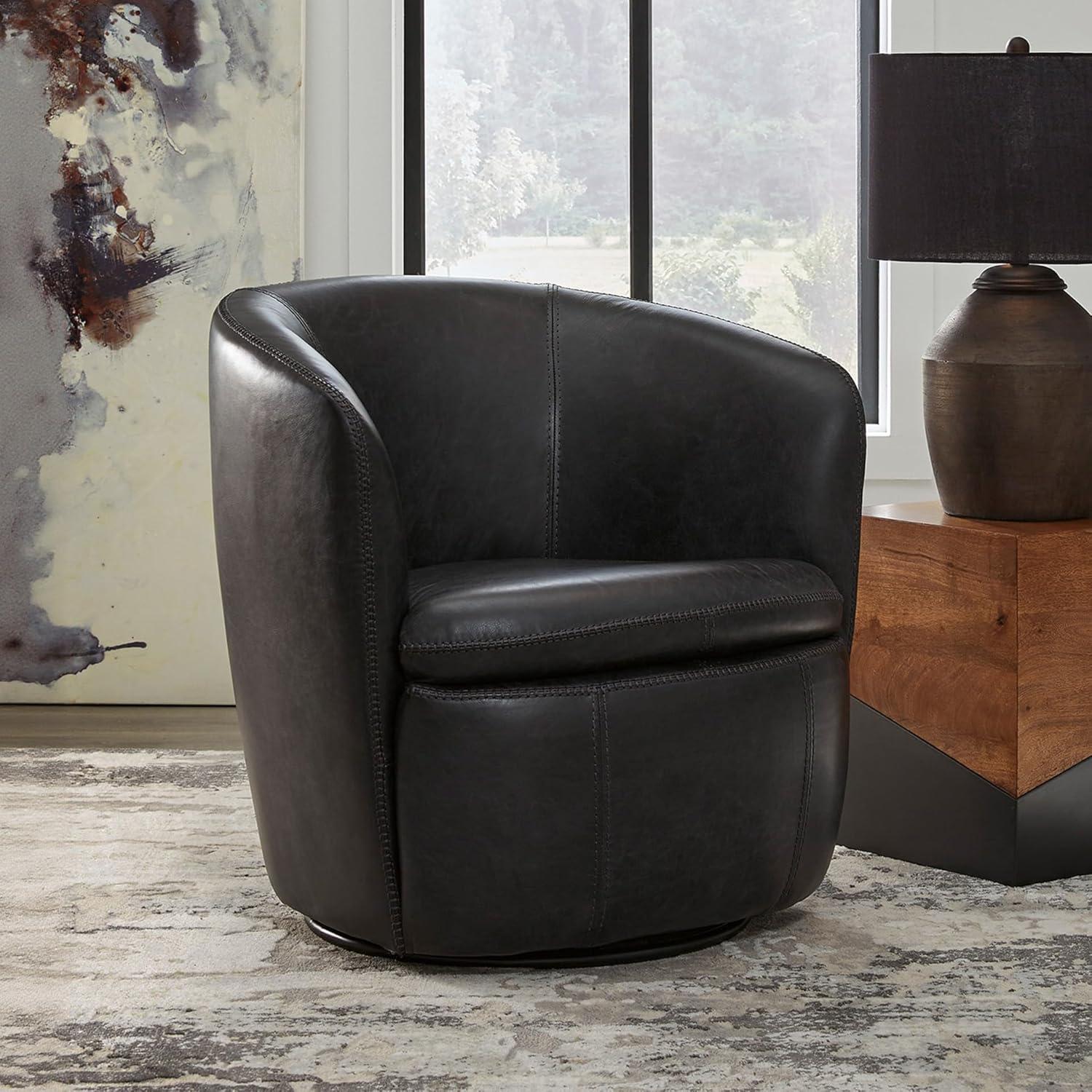 imageSignature Design by Ashley Kierreys Swivel Chair 3125quot W x 29quot D x 3163quot H Light BrownBlack