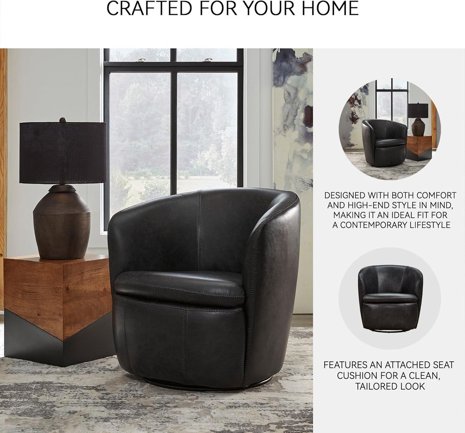 imageSignature Design by Ashley Kierreys Swivel Chair 3125quot W x 29quot D x 3163quot H Light BrownBlack