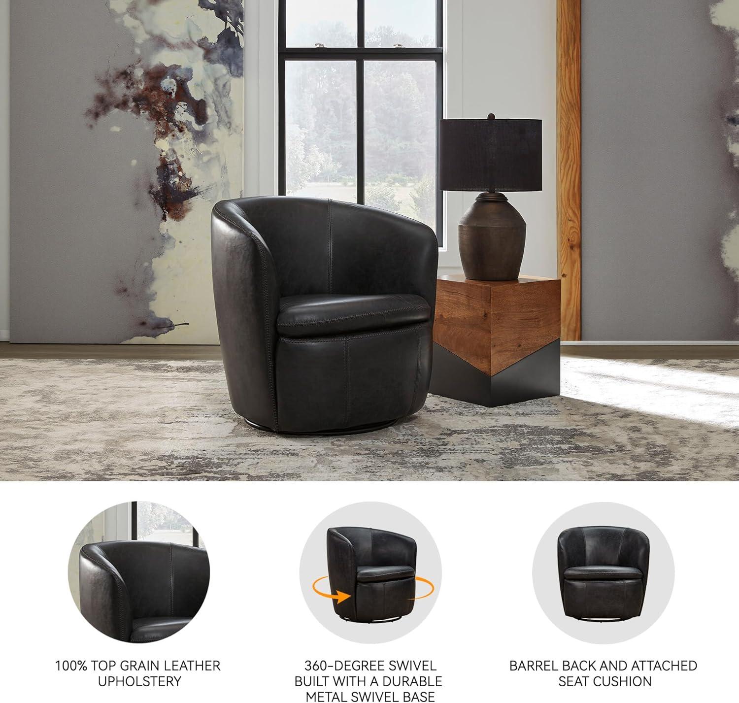 imageSignature Design by Ashley Kierreys Swivel Chair 3125quot W x 29quot D x 3163quot H Light BrownBlack