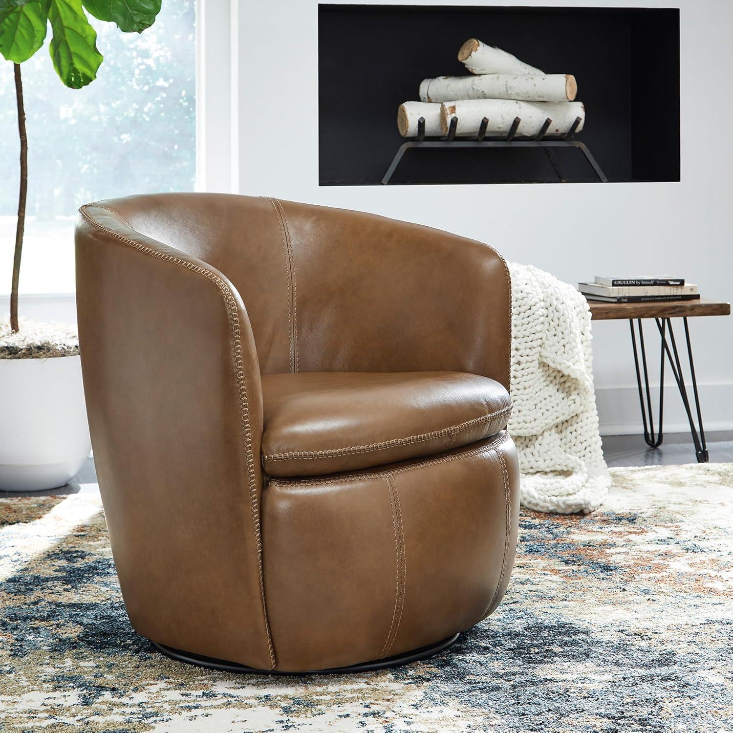 imageSignature Design by Ashley Kierreys Swivel Chair 3125quot W x 29quot D x 3163quot H Light BrownLight Brown