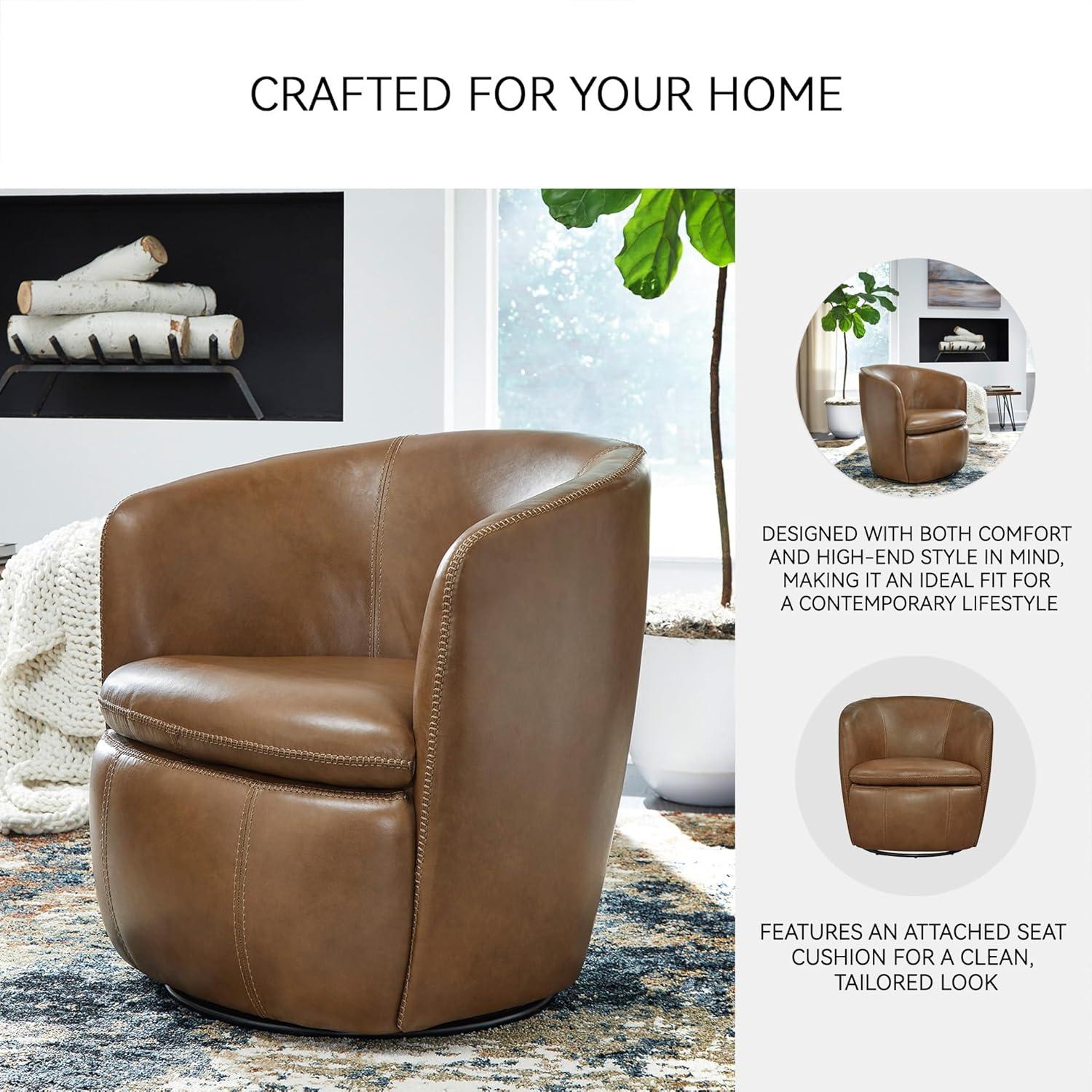 imageSignature Design by Ashley Kierreys Swivel Chair 3125quot W x 29quot D x 3163quot H Light BrownLight Brown