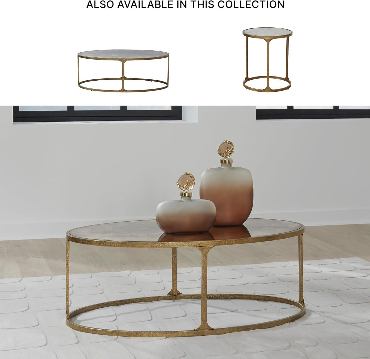 imageSignature Design by Ashley Korajane Transitional Metal Coffee Table with Tempered Glass Top Metallic