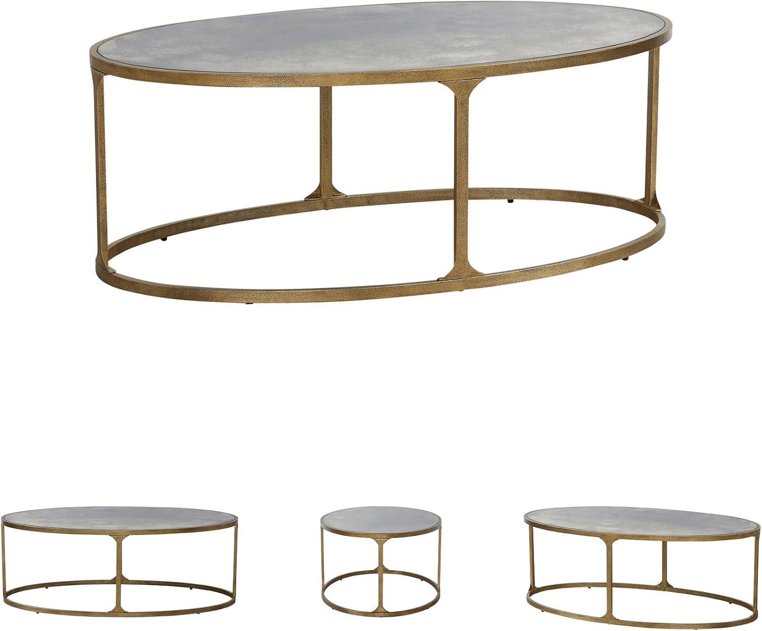 imageSignature Design by Ashley Korajane Transitional Metal Coffee Table with Tempered Glass Top Metallic
