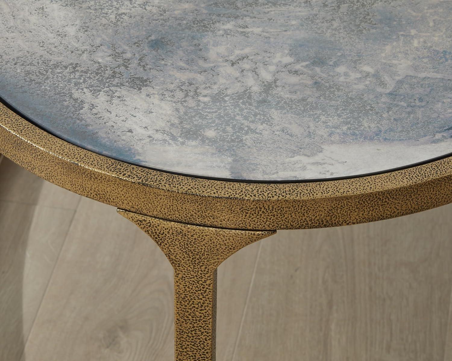 imageSignature Design by Ashley Korajane Transitional Metal Coffee Table with Tempered Glass Top Metallic