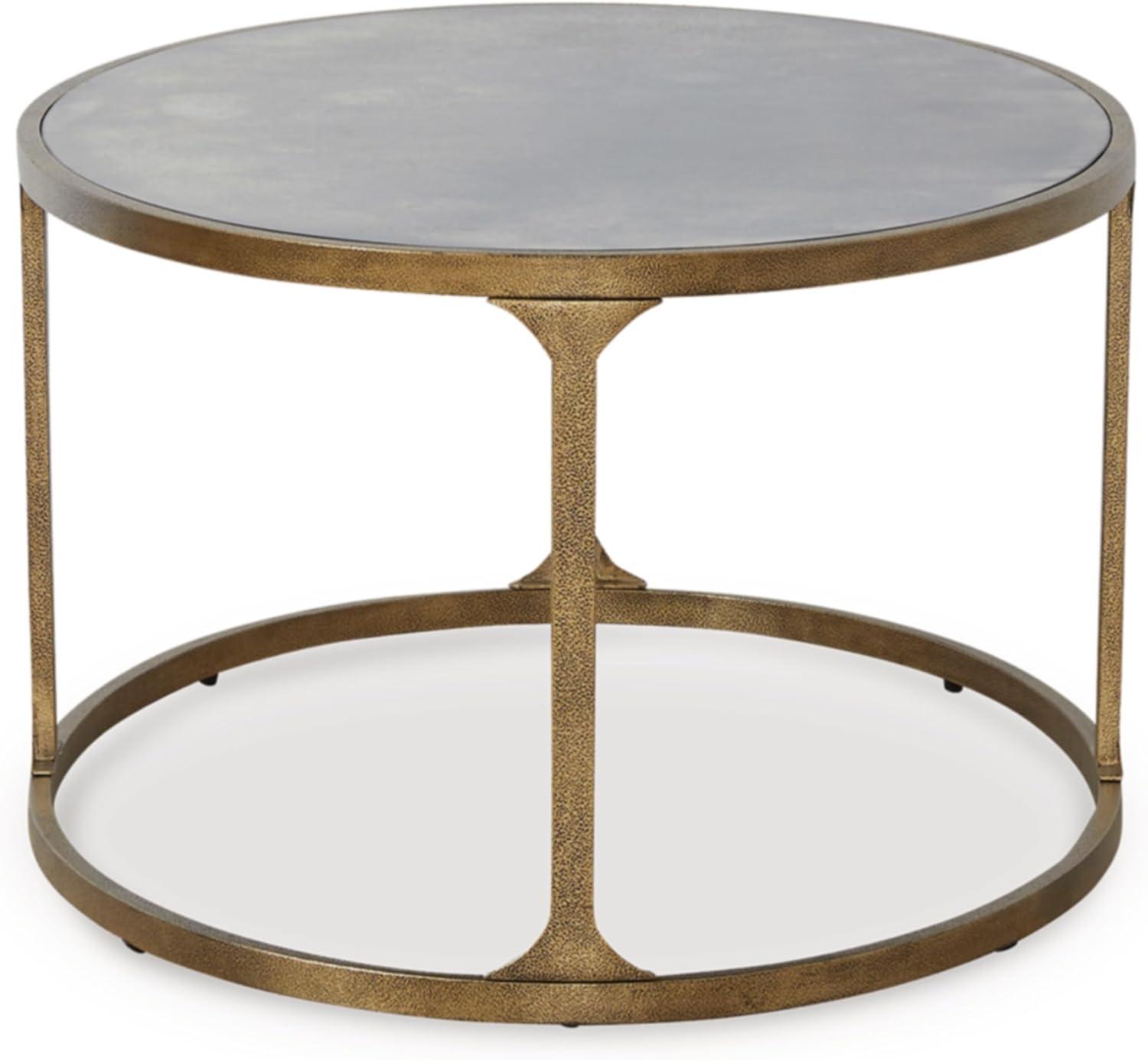imageSignature Design by Ashley Korajane Transitional Metal Coffee Table with Tempered Glass Top Metallic
