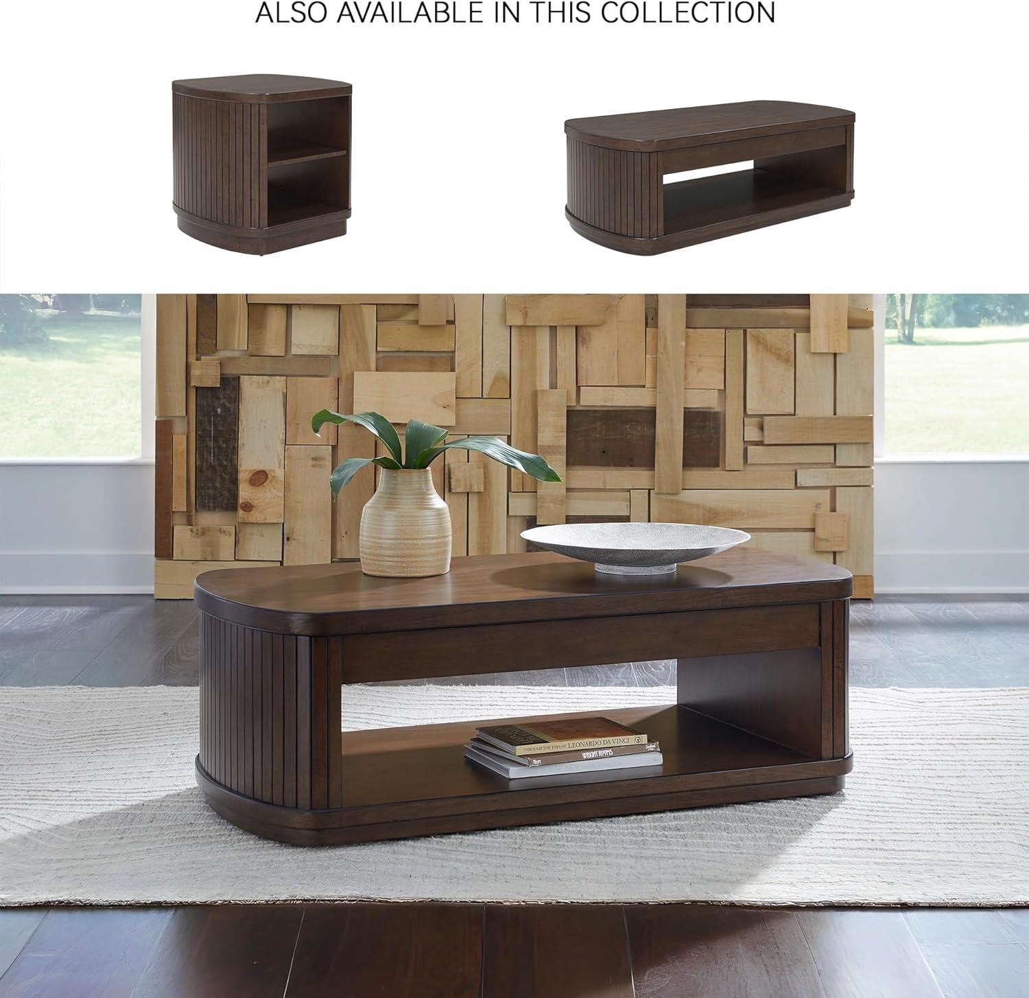 imageSignature Design by Ashley Korestone Casual Lift Top Cocktail Table with Pedestal Base Dark Brown