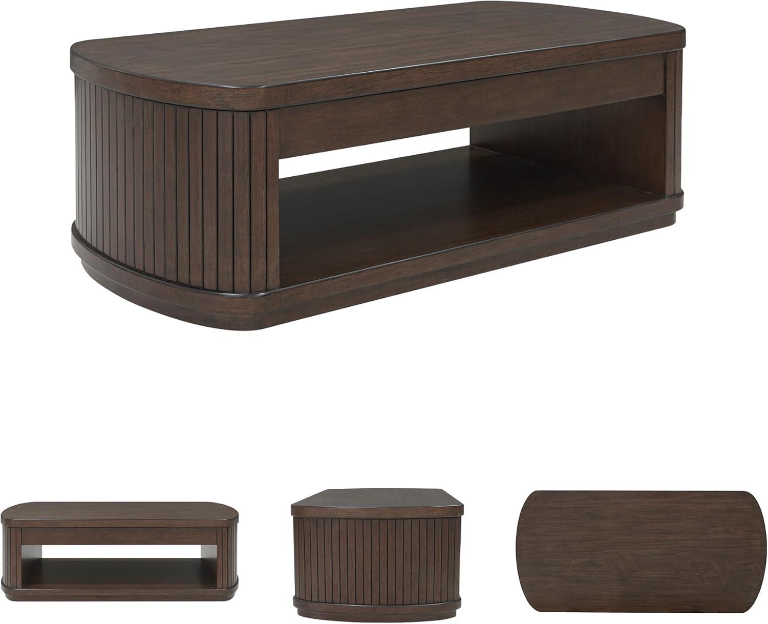imageSignature Design by Ashley Korestone Casual Lift Top Cocktail Table with Pedestal Base Dark Brown