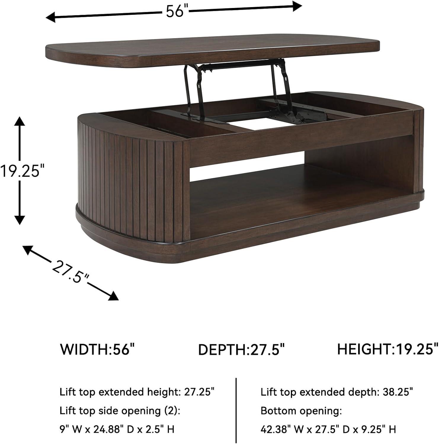 imageSignature Design by Ashley Korestone Casual Lift Top Cocktail Table with Pedestal Base Dark Brown