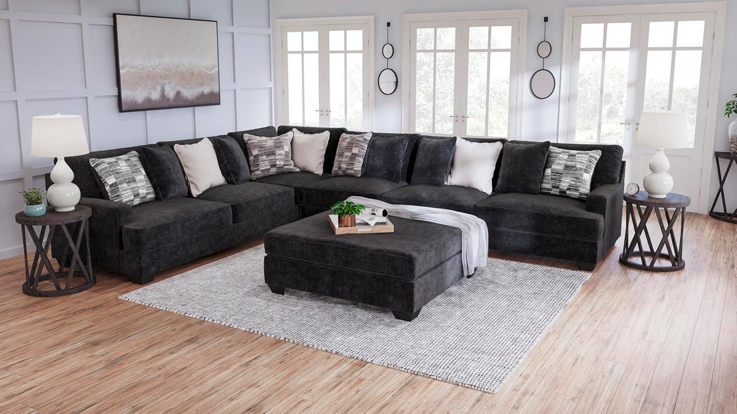 imageSignature Design by Ashley Lavernett Contemporary Square Oversized Accent Ottoman Dark Gray