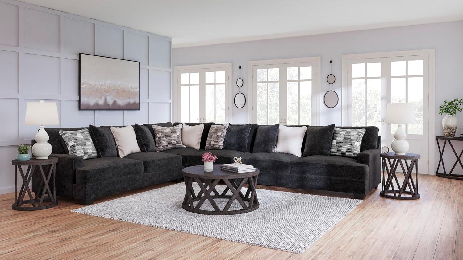 imageSignature Design by Ashley Lavernett Contemporary Square Oversized Accent Ottoman Dark Gray