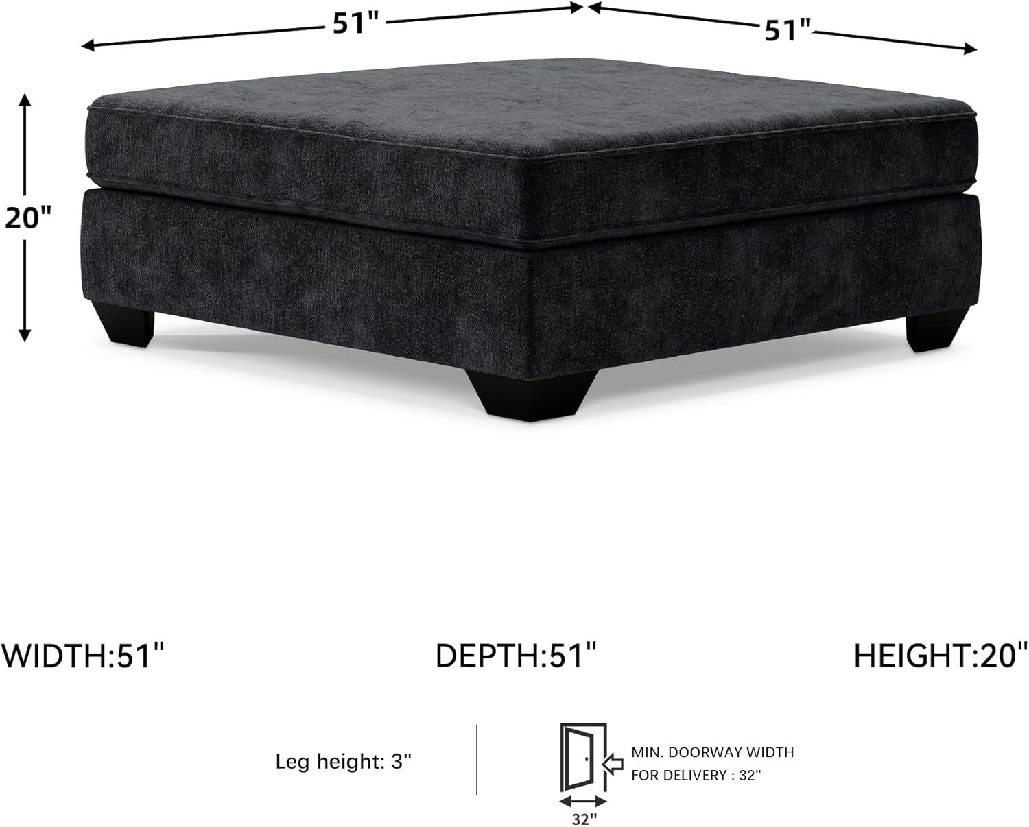 imageSignature Design by Ashley Lavernett Contemporary Square Oversized Accent Ottoman Dark Gray