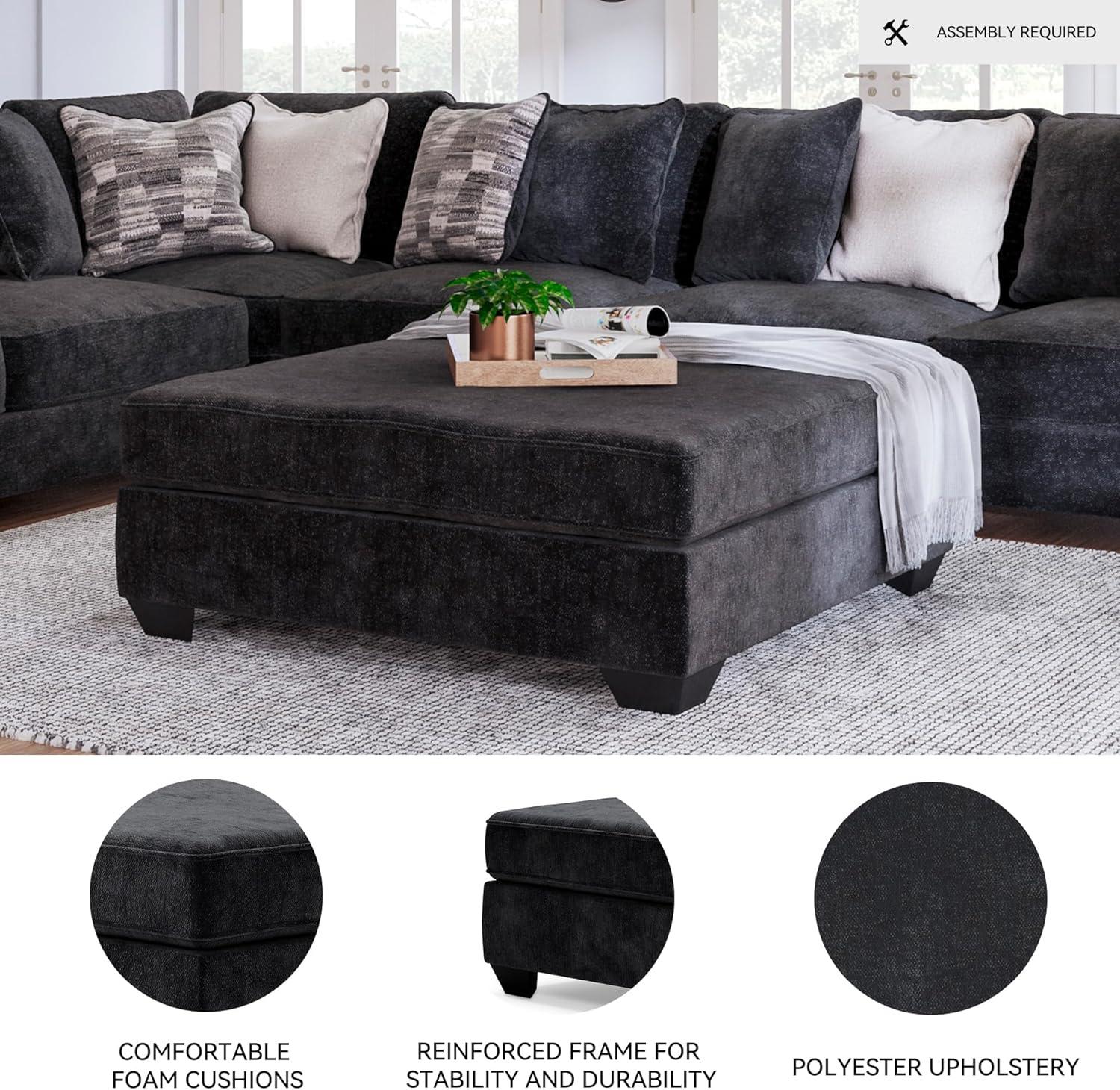 imageSignature Design by Ashley Lavernett Contemporary Square Oversized Accent Ottoman Dark Gray