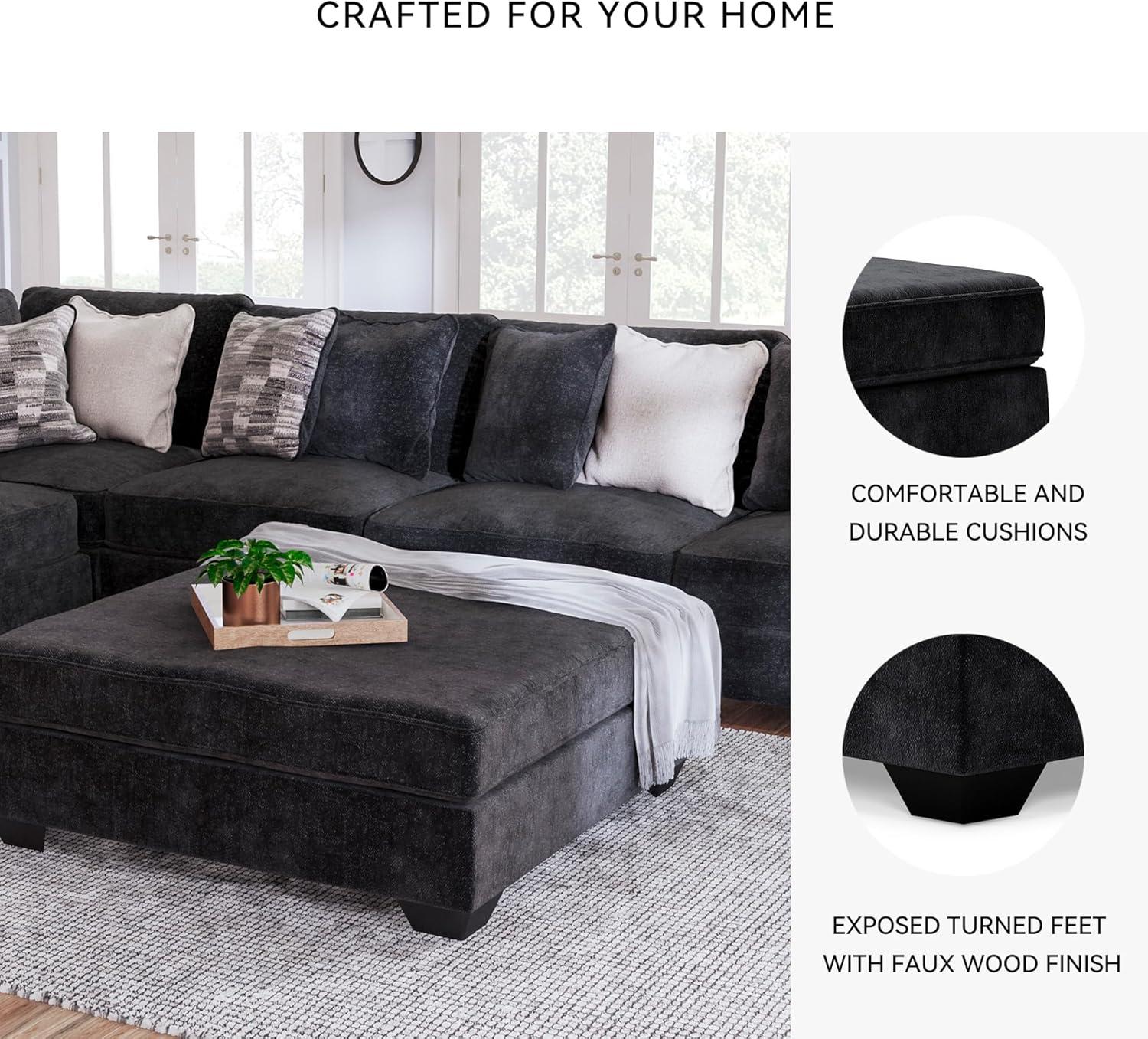 imageSignature Design by Ashley Lavernett Contemporary Square Oversized Accent Ottoman Dark Gray