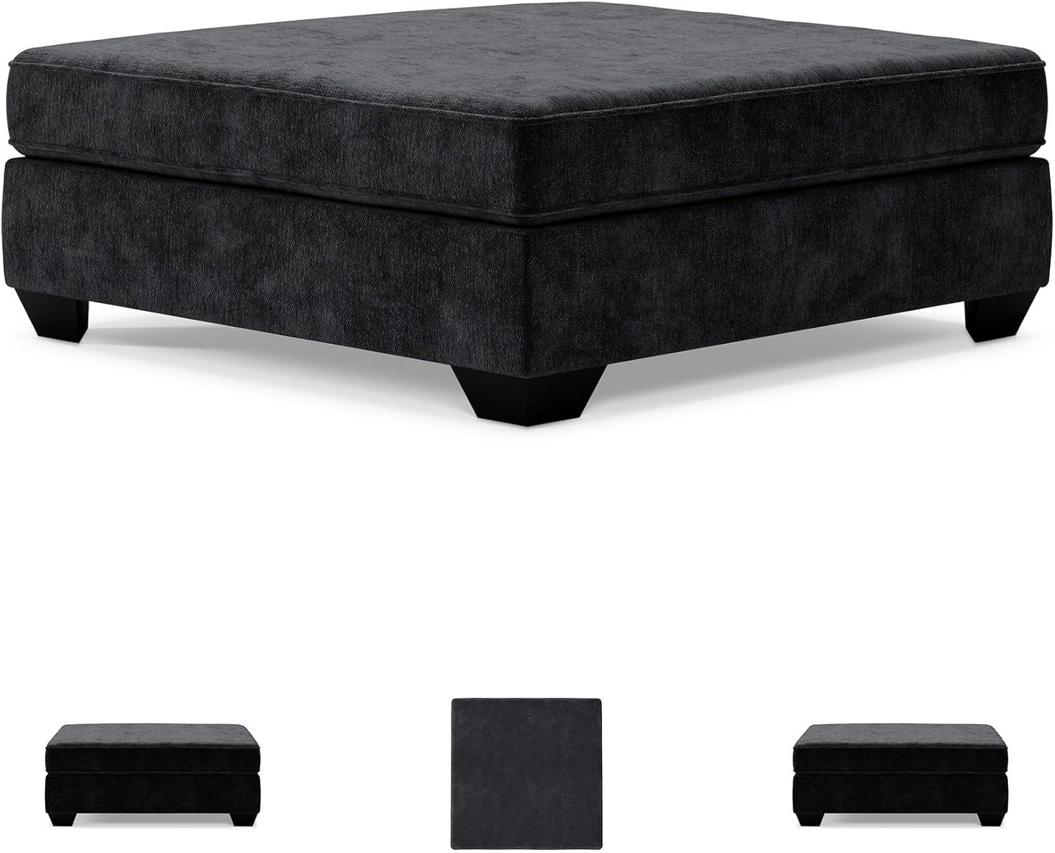 imageSignature Design by Ashley Lavernett Contemporary Square Oversized Accent Ottoman Dark Gray