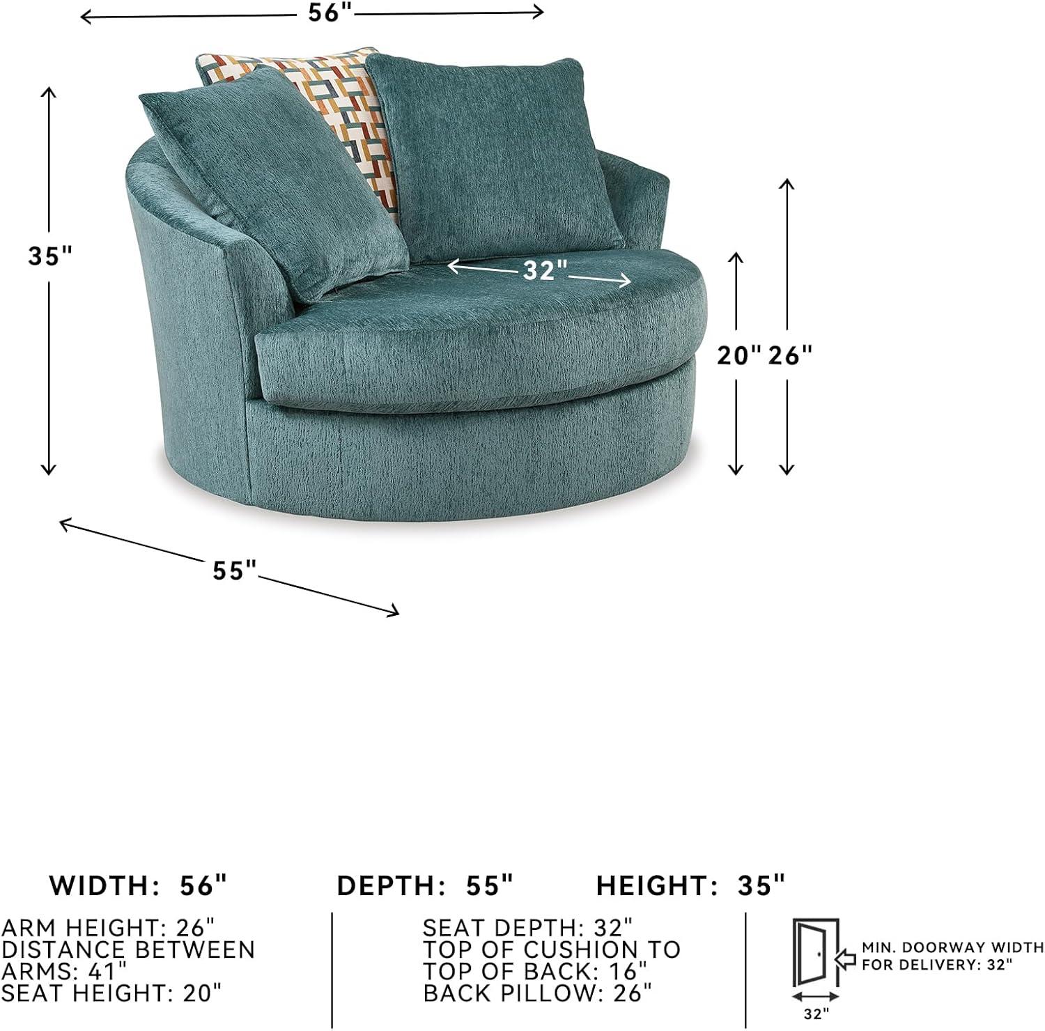imageSignature Design by Ashley Laylabrook Scandinavian Upholstered Oversized Swivel Accent Chair with 3 Back Pillows GreenGreen