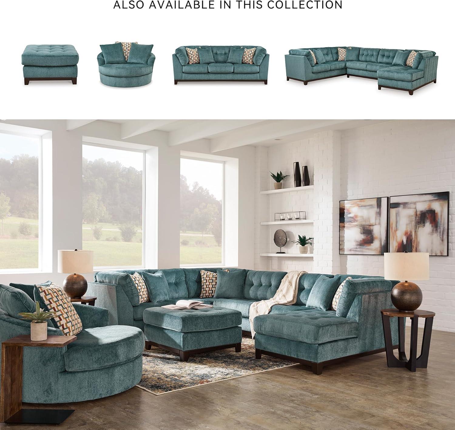 imageSignature Design by Ashley Laylabrook Scandinavian Upholstered Oversized Swivel Accent Chair with 3 Back Pillows GreenGreen