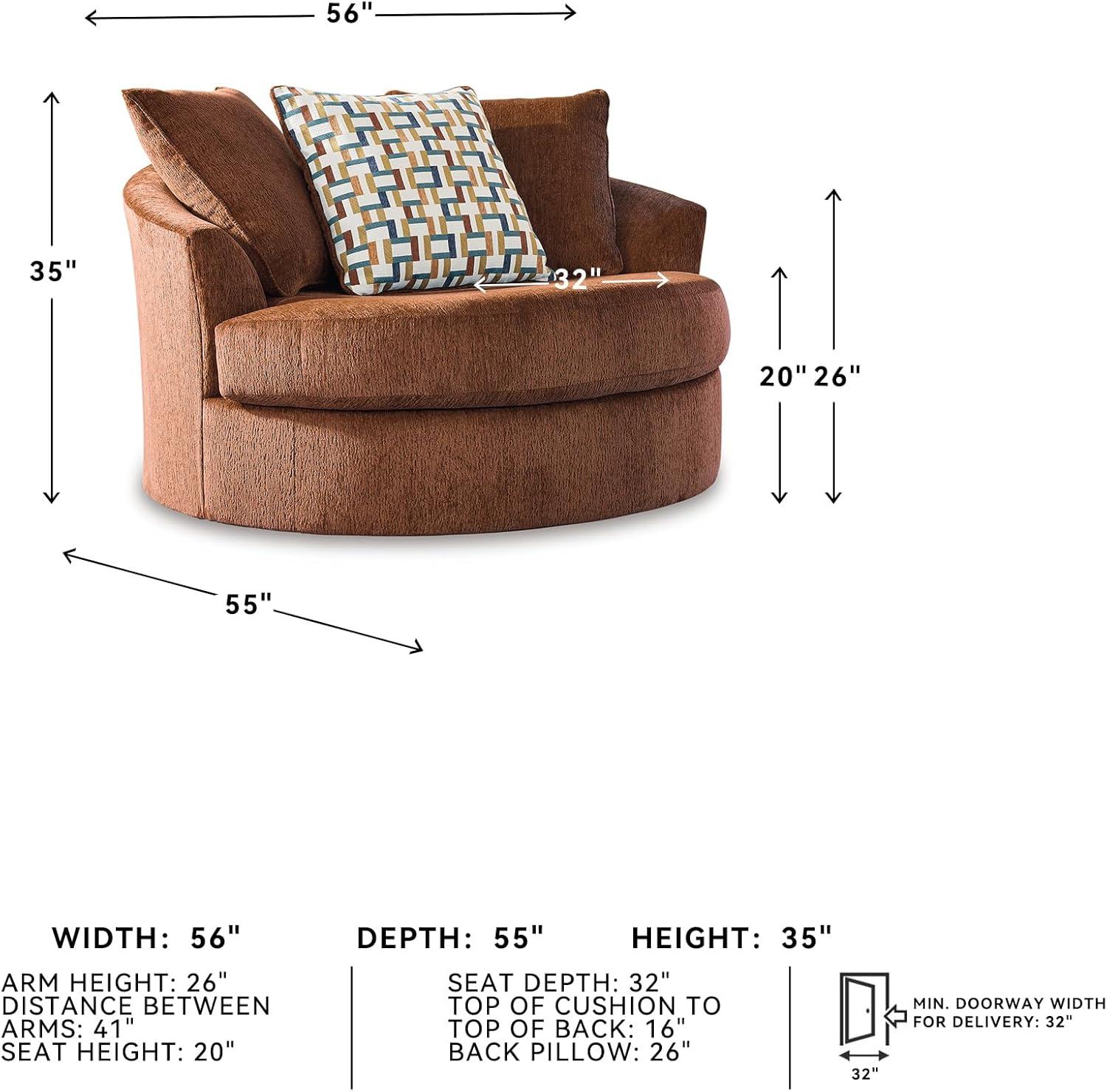 imageSignature Design by Ashley Laylabrook Scandinavian Upholstered Oversized Swivel Accent Chair with 3 Back Pillows GreenRed