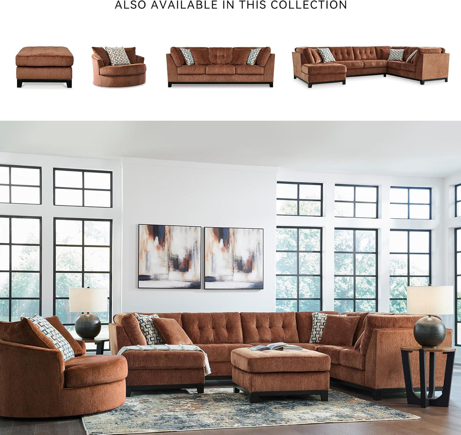 imageSignature Design by Ashley Laylabrook Scandinavian Upholstered Oversized Swivel Accent Chair with 3 Back Pillows GreenRed