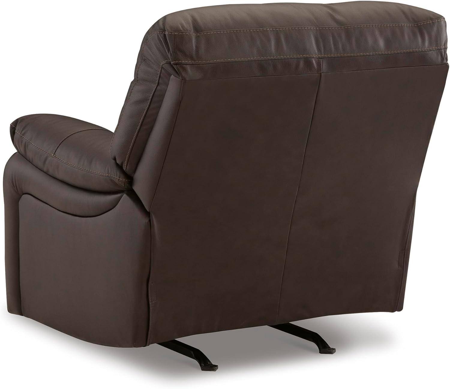 imageSignature Design by Ashley Leesworth Contemporary Leather Match Power Rocker Recliner with USB Ports Dark BrownBrown