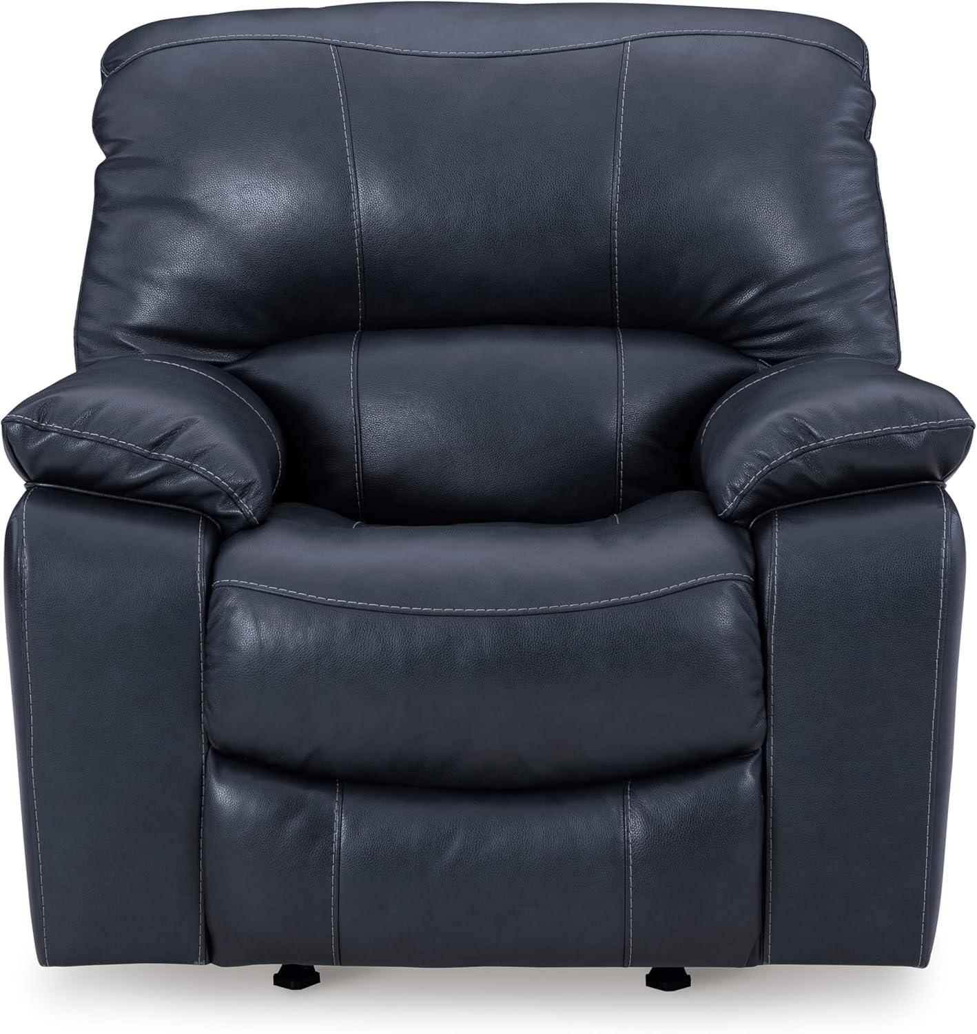 imageSignature Design by Ashley Leesworth Modern Power Rocker Recliner USB Port Gentle Rocking Top Grain Leather and Matched Leather 41quot W x 41quot D x 41quot H Blue