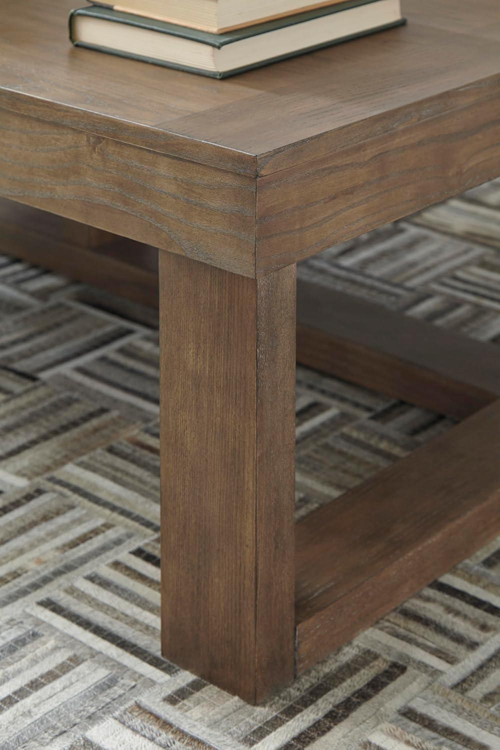 imageSignature Design by Ashley Loyaska Casual Rectangular Cocktail Table Natural Marble Top Oak Veneer 56quot W x 42quot D x 1688quot H White ampamp Light Gray ampamp BrownGrayish Brown