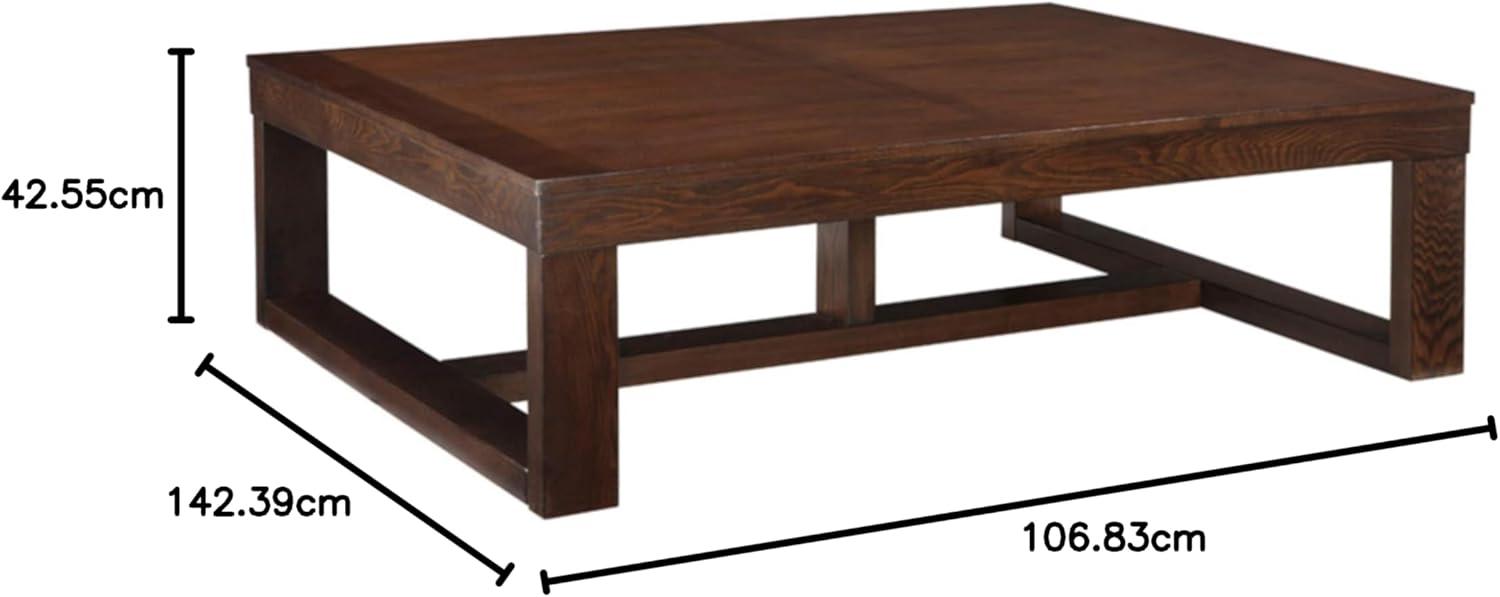 imageSignature Design by Ashley Loyaska Casual Rectangular Cocktail Table Natural Marble Top Oak Veneer 56quot W x 42quot D x 1688quot H White ampamp Light Gray ampamp BrownDark Brown